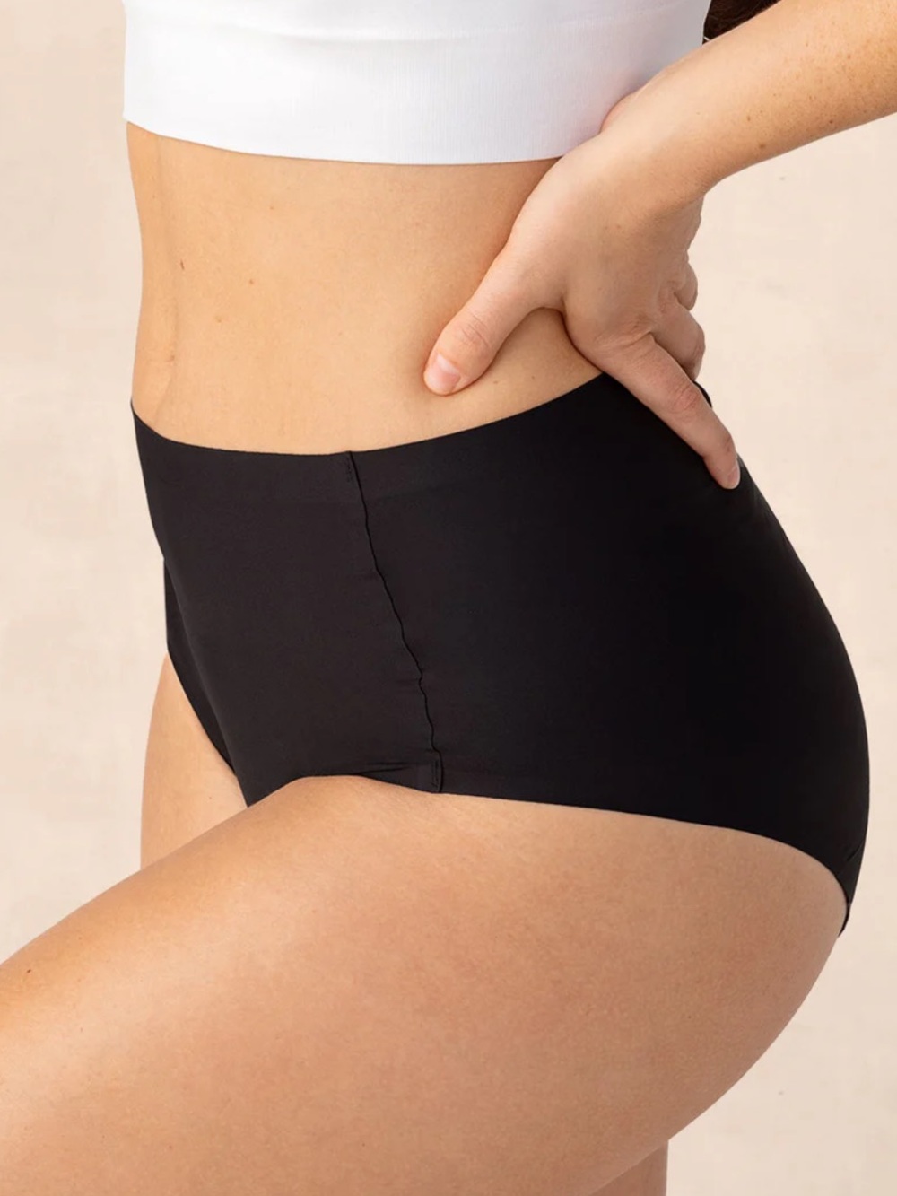 NEW Truekind Seamless Stretch Mid-Waist Brief in Medium-XL Black